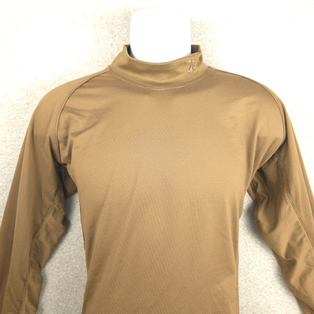 Zero‎ Restriction Mens Tan Long Sleeve Mock Neck Polyester Shirt Size M